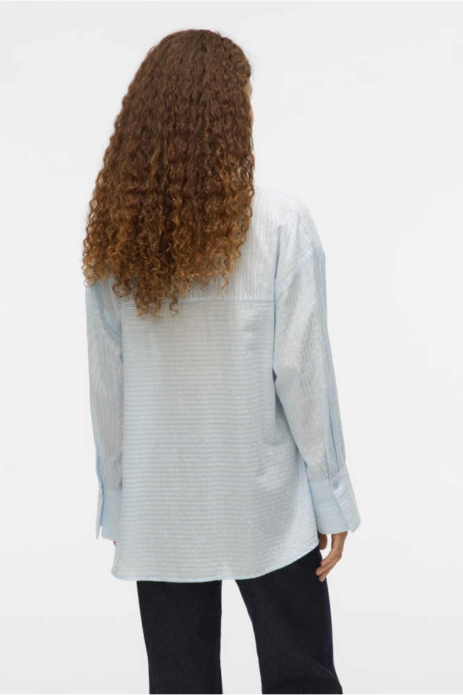 VMPAULINE LS SHIRT WVN GA 10324604 AIRY BLUE/SNOW WHITE